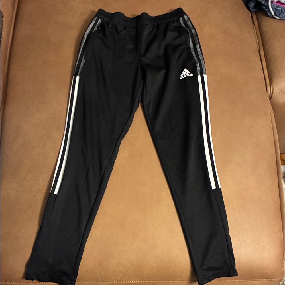 adidas Black Joggers with White Side Stripes